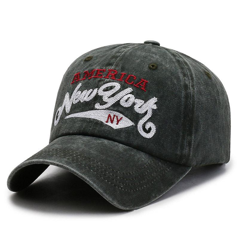 Vintage Washed Distressed Summer Travel Sun Protection Hat Embroidered Retro Letters Baseball Cap For Outdoor Activities