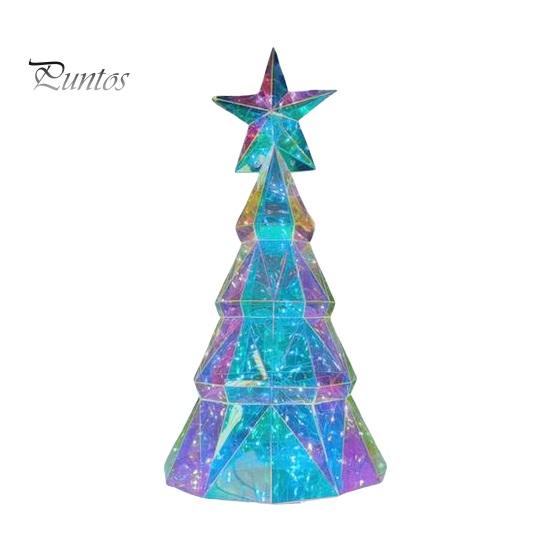 

Светодиодная рождественская елочная игрушка, светящаяся многогранная фигурка рождественской елки со звездой наверху, праздничный декор для украшения домашнего стола 38cm Colorful Light