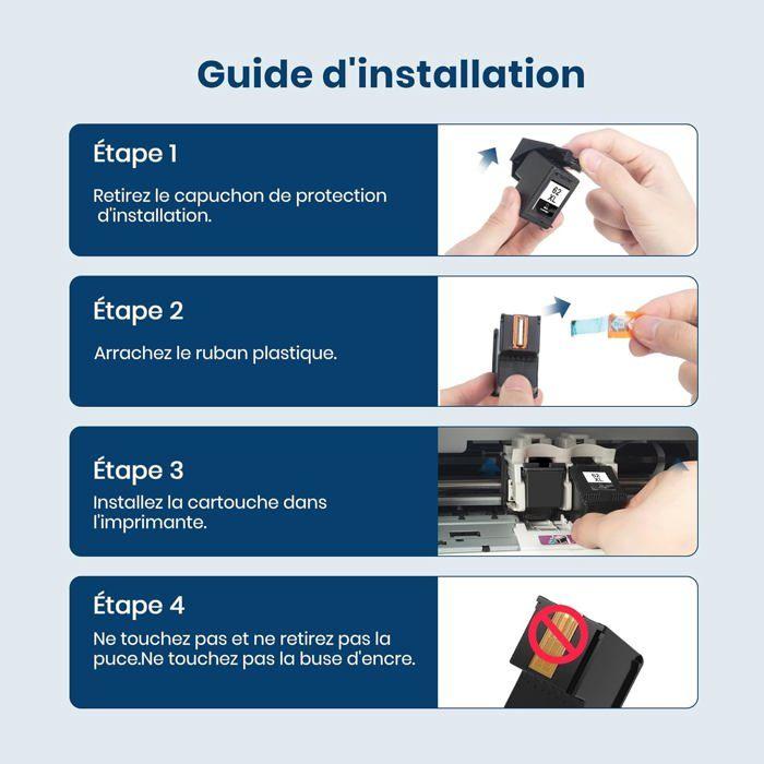 Cartouche d'encre 62XL - 1001 PILES BATTERIES - Noir - Compatible HP Envy et OfficeJet - 630 pages