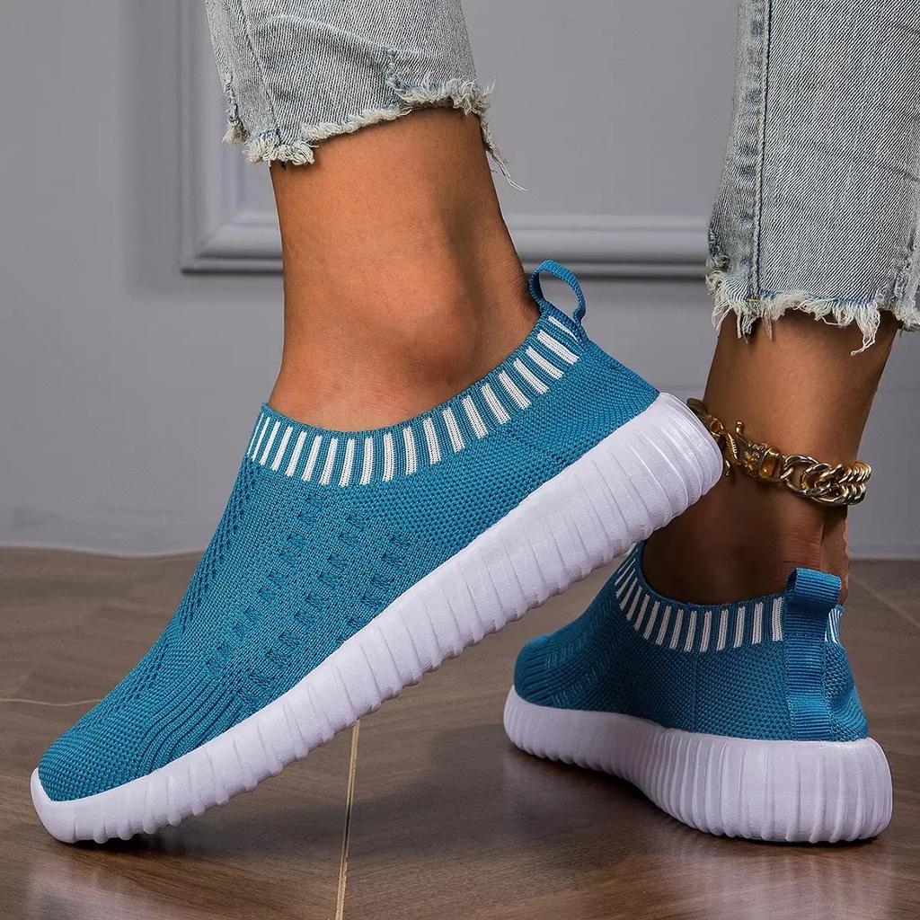 Women's Mesh Shoes A Shallow Opening Breathable Fly Weave Soft Sole Lightweight Surface Single Shoe Light Luxury Design Shoes