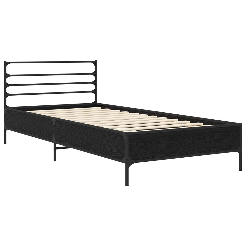 Bed Frame Black Oak 80 x 200 cm Particleboard