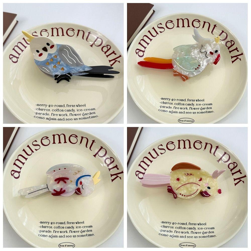 Creative Cartoon Animal Shark Clip Parrot Bird Hair Claw Personalized Acetic Acid Hair Claw  Female