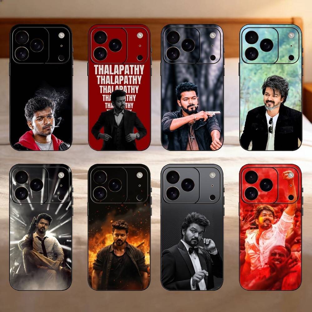 Thalapathy Vijay India Phone Case For iPhone 17,16,15,14,13,12,11 Plus,Pro,Max,Mini Silicone Black Soft Cover