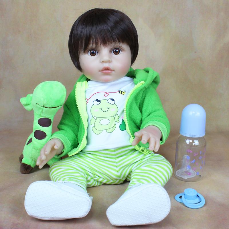 

BZDOLL 19 Inch Full Body Soft Vinyl Reborn Baby Boy Doll for Girl Like Real 48 CM Bebe Bathe Toy Kids Birthday Gift vinyl body doll