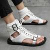 New Plus Size Fashion High Top Women's Sandals Roman Style Cross Strap Personalized Soft Soled Leather Sandals for Men and Women