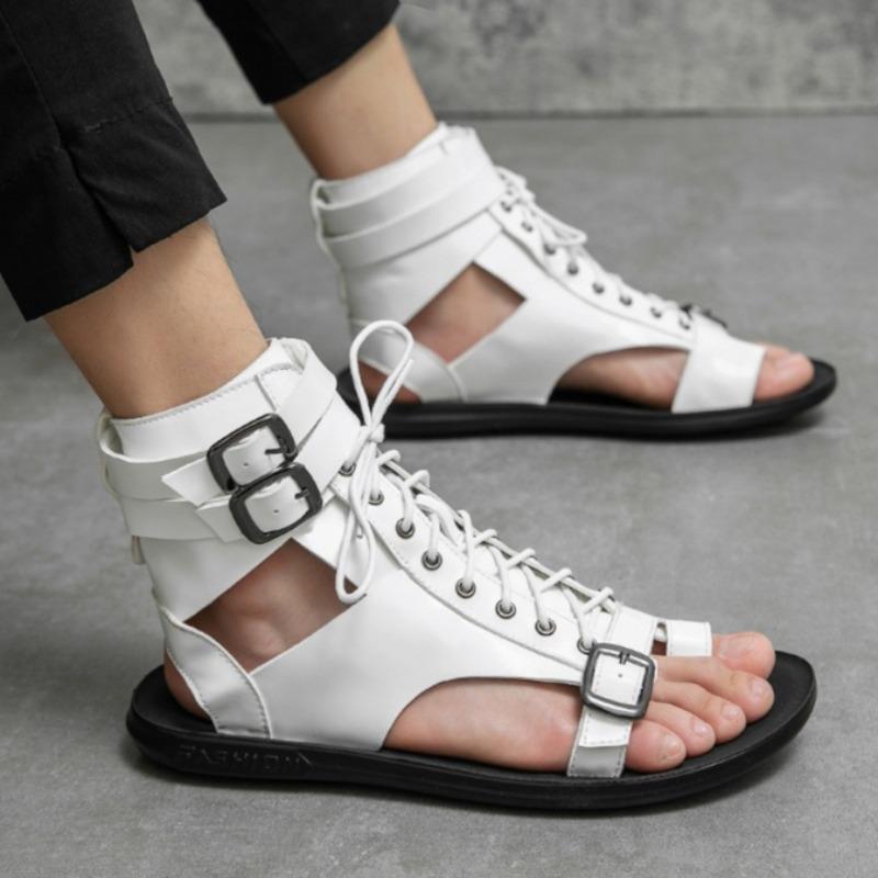 New Plus Size Fashion High Top Women's Sandals Roman Style Cross Strap Personalized Soft Soled Leather Sandals for Men and Women