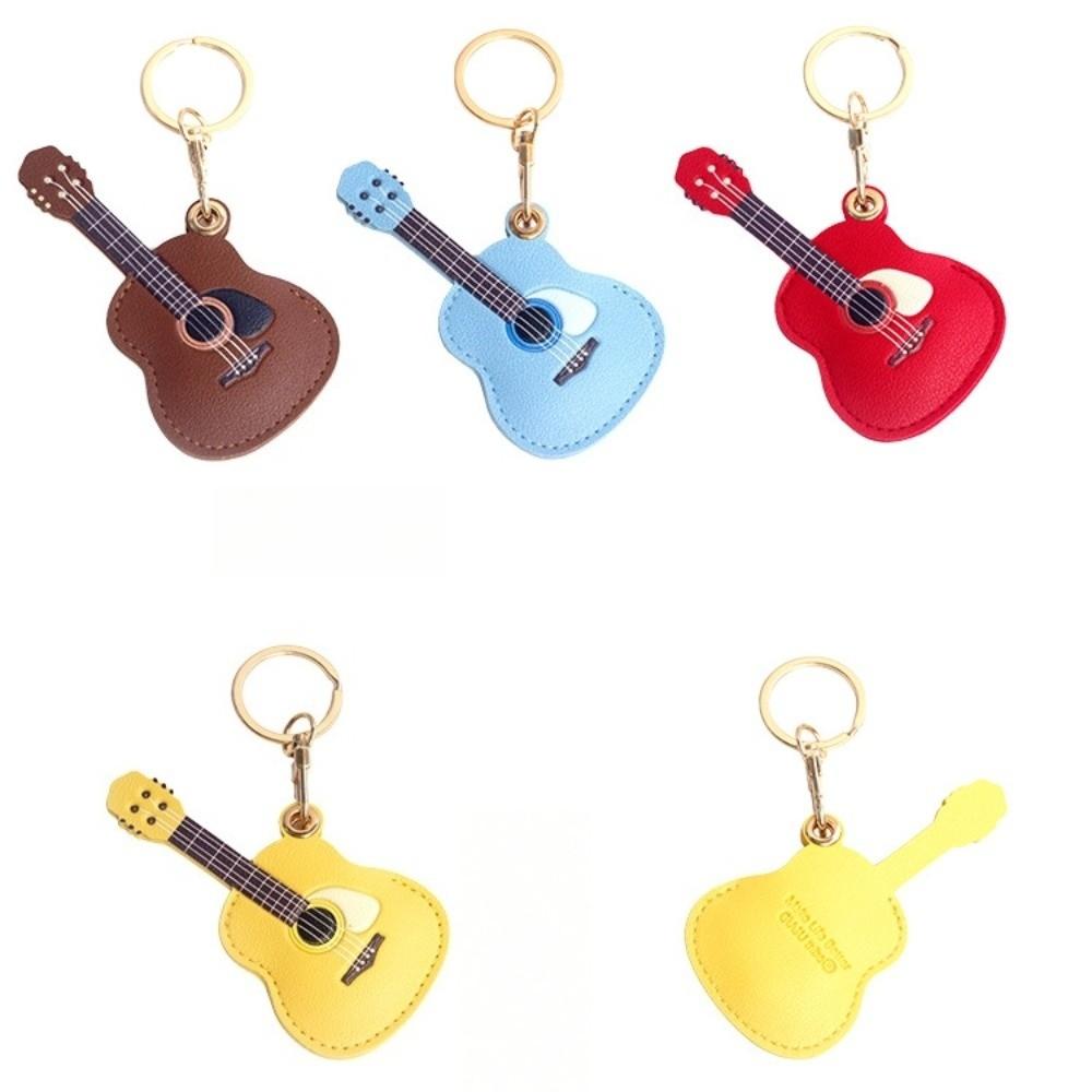 PU Leather Guitar Pendant Keyring Creative Access Control Card Keyfob  Gift for Guitar Enthusiast
