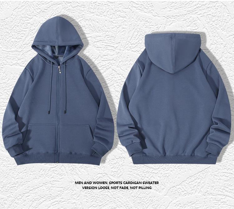 Plus Size Hoodie Men Autumn Winter Fleece Hoodies Solid Color Jacket Hoodies