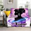 1PC Custom Name Elegant Sparkle Silhouette Outdooor Flannel Blankets Throw Blanket All-Season Throw Gift Bedspread for Couch, Bed, Camping Holiday Bir