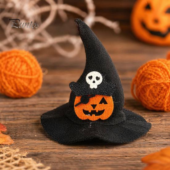 Lightweight Pet Headgear Halloween Cat Witch Hat, Fun Hat with Adjustable Elastic Strap, Cartoon Ghost Pumpkin Bat Skull for Cats Small Dogs