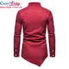 Cozy Up Asymmetric Embroidery Slim Fit Casual Long Sleeve Shirts Mens Western Cowboy Shirt Men Black White Chemise Male Button Up Shirts