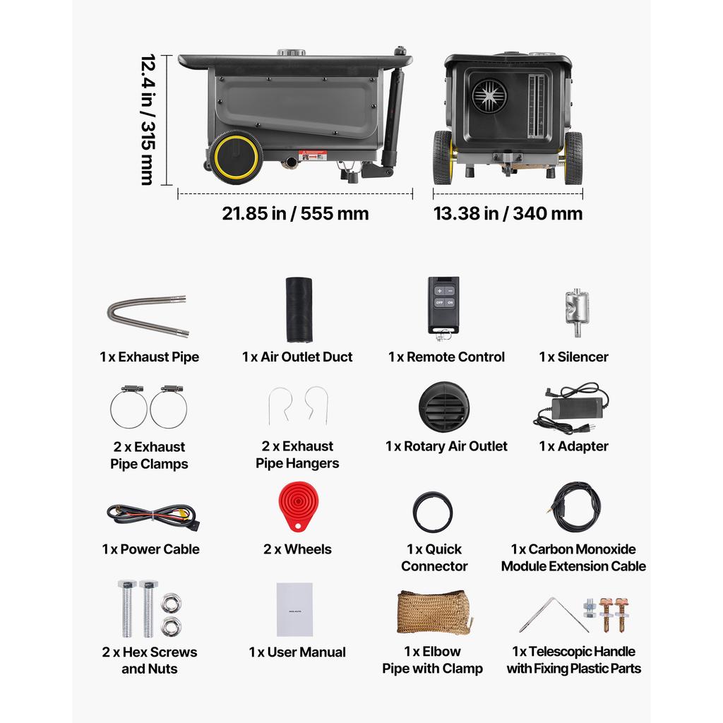 SucceBuy Diesel Heater, 8KW, DC 12V/24V All in One Portable Diesel Air Heater Remote Control and LCD Screen for Trucks Vans RVs