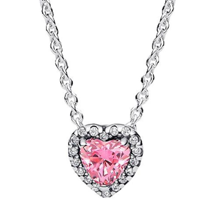 Pandora 925 Sterling Silver Synthetic Cubic Zirconia Necklaces Women's Multicolor 398425C02
