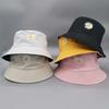 Fashion Fresh Double-sided Daisy Embroidery Summer Daisies Bucket Hat Unisex Fashion Cotton Beach Sun Floral Hat Fisherman Hat