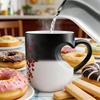 325ml Heart Shape Novelty Drinkware Temperature Sensitive Color Changing Ceramic Mug Coffee Milk Cup Breakfast Cups