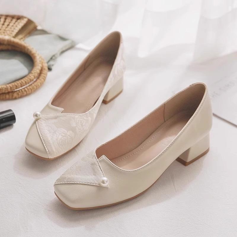 Women Cute Sweet Light Weight Office Career Pumps Lady Elegant European Stylish Slip On Anti Skid Work High Heel Shoes