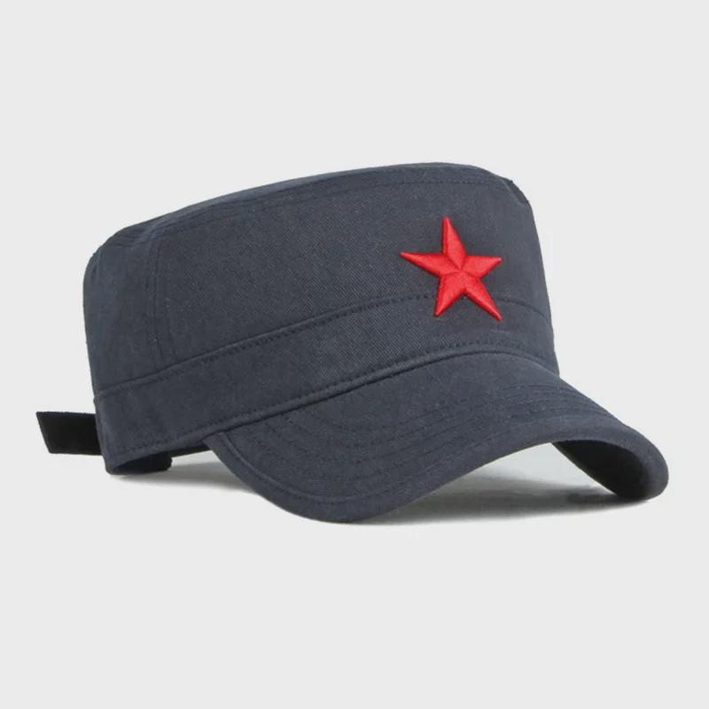 Four Seasons Cotton Camouflage Sun Hat with Star Embroidery - Unisex Flat Top Design