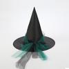 European & American Halloween Lace-up Witch Hat - Black Oxford Cloth Pointed Wide-Brim