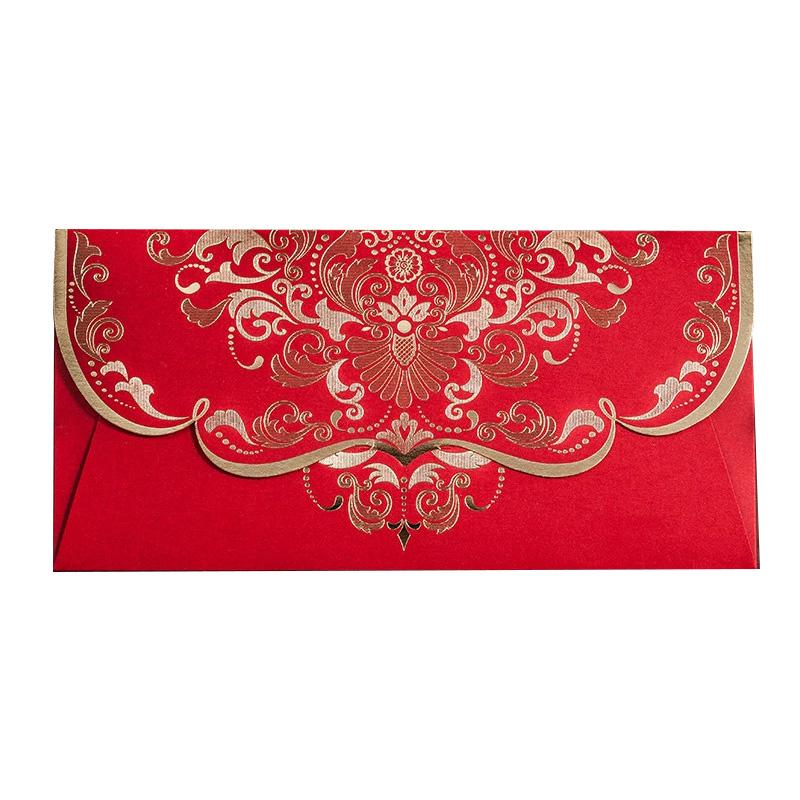 1PC Lucky Money Bag Rectangular Laser Engraving New Year Red Envelopes Marriage Hollow Embossed 3D