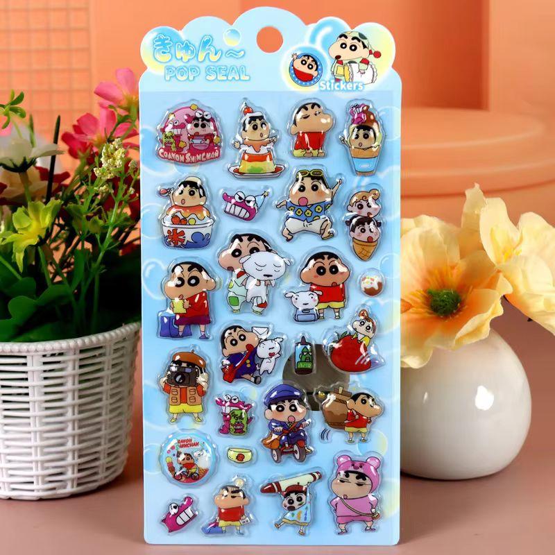Hot Kawaii Crayon Shin 3D Embossed Stickers Cartoon Diy Mobile Phone Tablet Decoration Anime Stickers Student Account Stickers