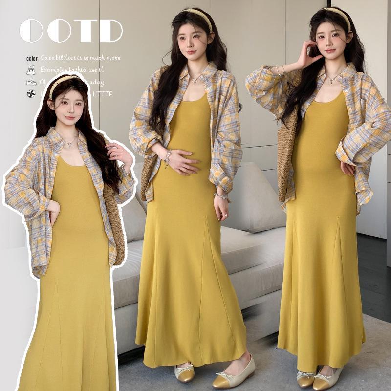 Korean Plaid Camisole Dress & Vest Set - Spring/Summer 2026 Collection XXL