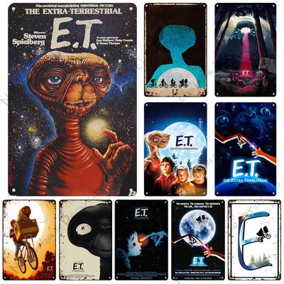 ET. Poster Metallico Film E.T. Targa da Parete Vintage Bar Club Decorazione Industriale Cartello Metallica in Latta Placca Metallica Vintage