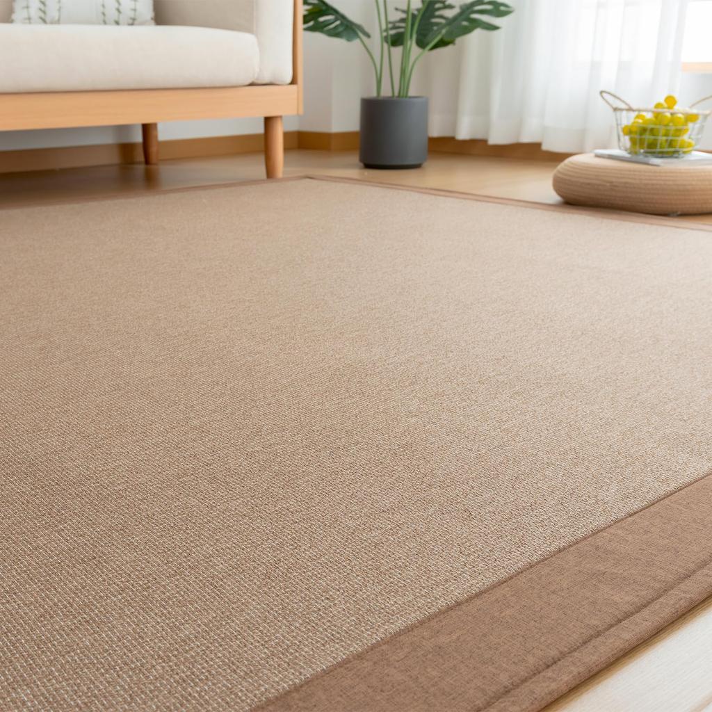 HARUMIN Carpet Rug New Hemp Style Rug 130 X 190cm Rug Living Room Mat Wide Hem Processing All Seasons Floor Protection Brown [2025 Idea] (Approx. 1.5