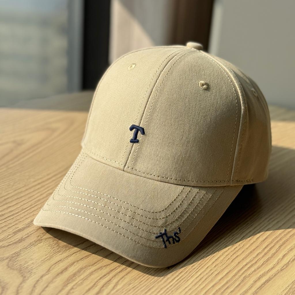 New simple letter embroidery big head circumference wide brim baseball cap for men and women traveling versatile and showing face small hard top cap