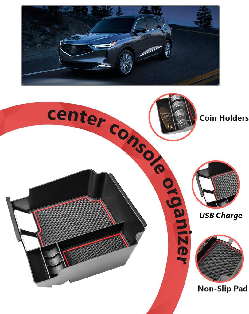 For 2025 2025 2025 Acura MDX Center Console Armrest Storage Box Center Console Tray Car Box Storage Car Accessories Organizer