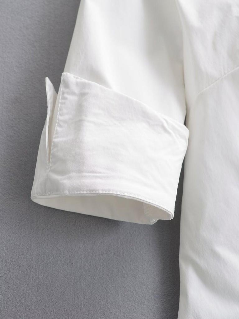 White V-Neck Slim-Fit Women's Sexy Short-Sleeved Shirt