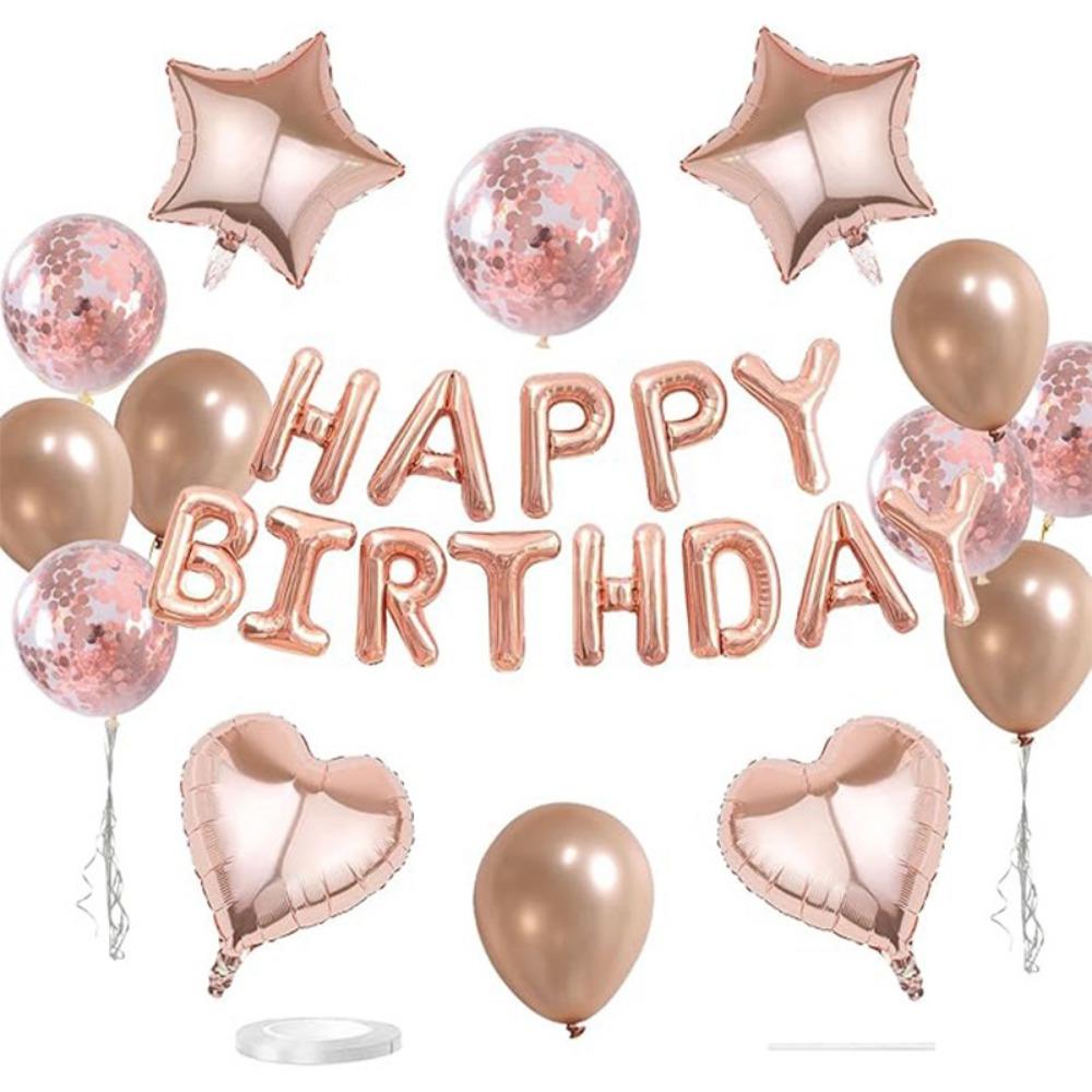 Latex/Aluminum Film Happy Birthday Balloon Garland Kit Heart Star Balloon Wall Backdrop  Birthday