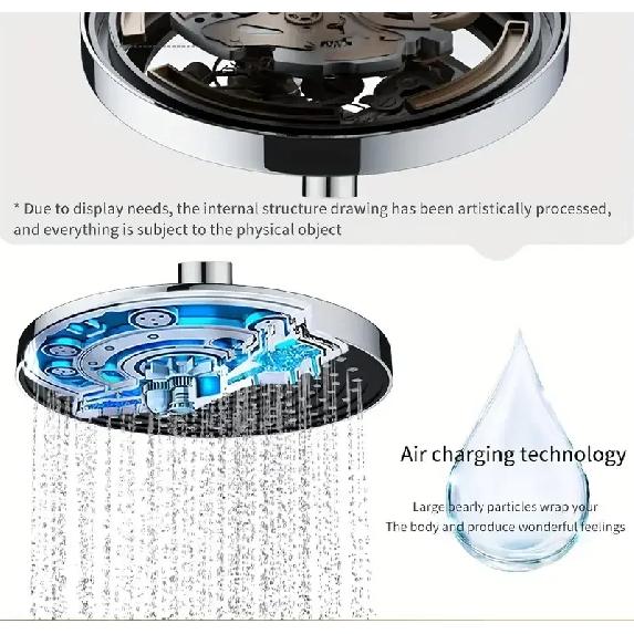 25cm Top Spray Large Water Volume Booster Shower Head Pressurized Single Head Home Bathroom Shower Head