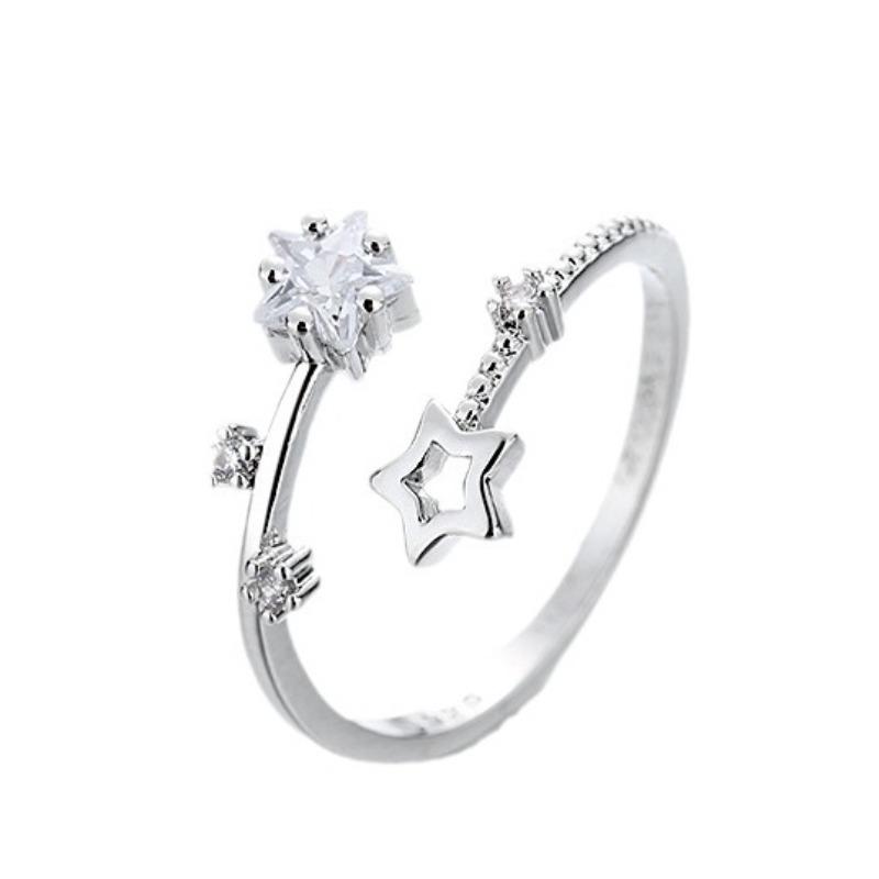 Gu Maoning, hollow star ring, cold wind personality tide open index finger ring, light luxury diamond meteor ring