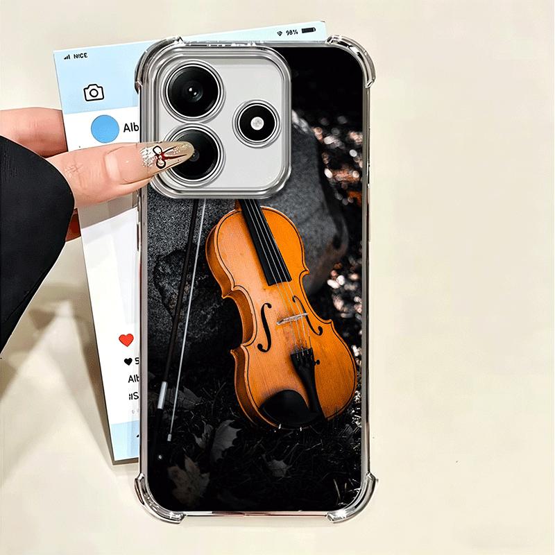 Violin Music Plating Phone Case For Xiaomi Poco X5 X6 X7 X8 Pro Max F8 Ultra F7 M8 M7 M5S Redmi 15C 15 14C 13C 13 X3 12C F6