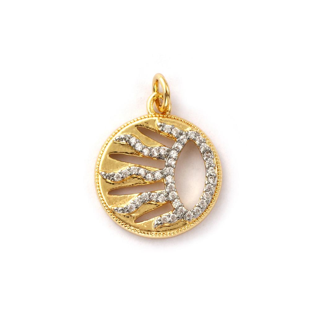 1 Stück Messing Galaxie Anhänger 18K Gold Plated Klar Cubic Zirkonia Hohl Sonne Charms Für DIY Halskette Schmuckherstellung Zubehör