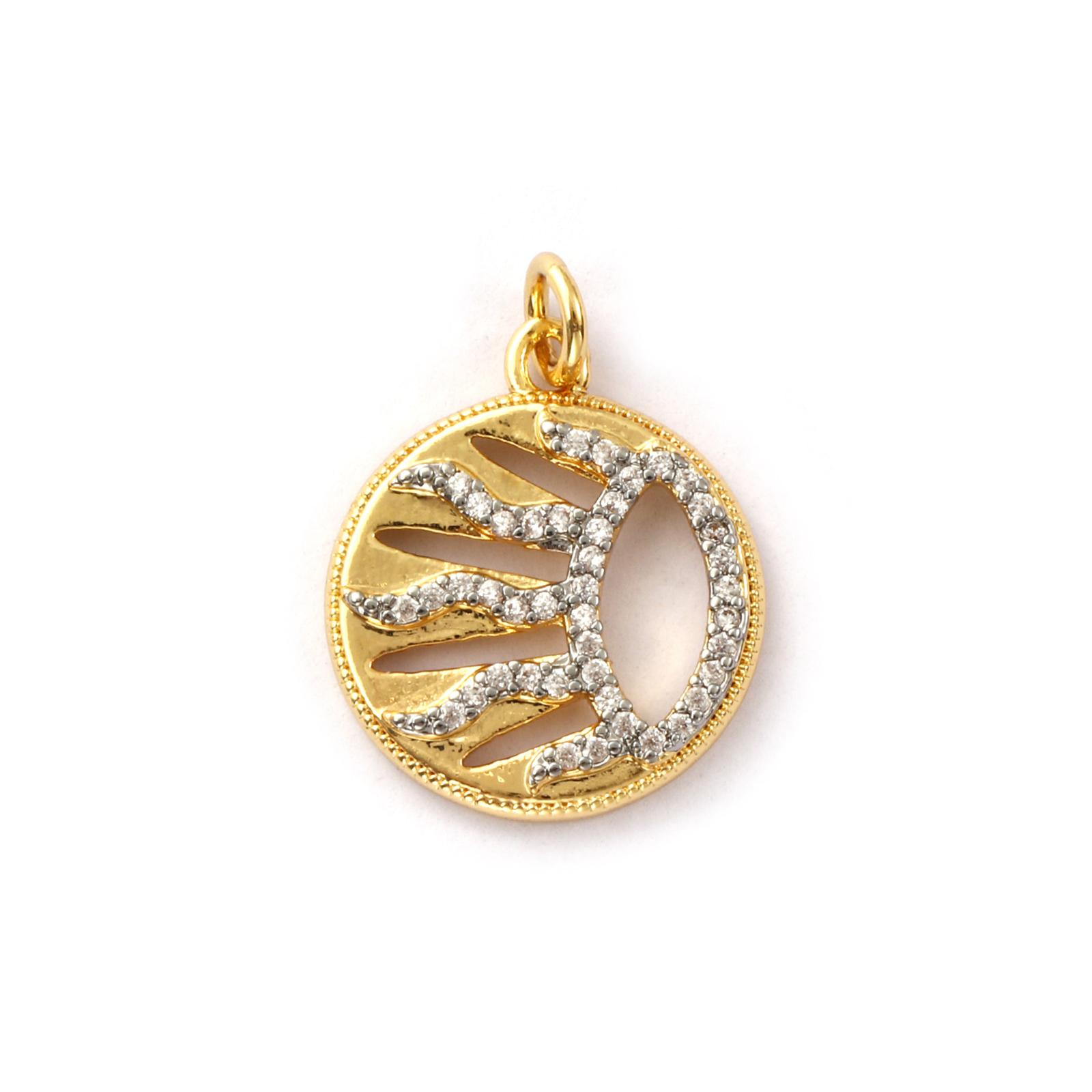 

1 Piece Brass Galaxy Pendants 18K Gold Plated Clear Cubic Zirconia Hollow Sun Charms For DIY Necklace Jewelry Making Findings