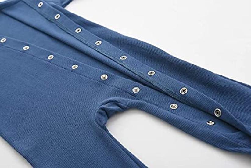 Baby Clothes Rompers Long Sleeve Coverall Cotton Footed Newborn Underwear Front Opening Baby Baby Shower Gift Months [KISBINI] Navy/Charcoal 3-6