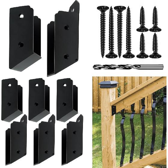 30° Deck Railing Concealed Brackets,DIY Woodwork Concealed-Flange Hanger for 2" X 4”(Actual:1.5" X 3.5") Wood Beam,U-Shaped Slant Joist Hanger