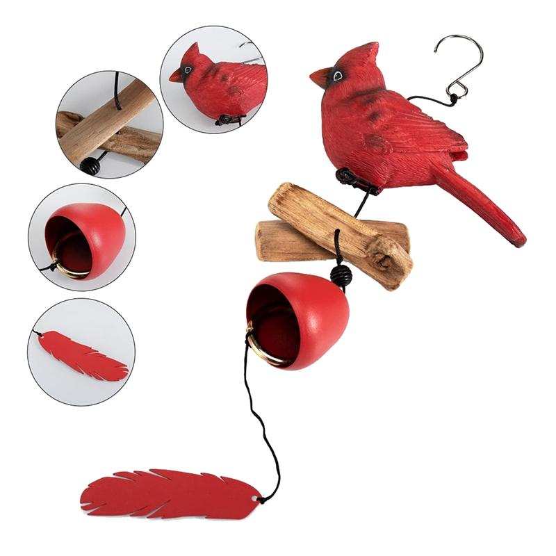 Cardinal Bird Wind Chime, Cardinal Gifts For Glory Mother's Love Gift, Bird Bell Chimes For Garden Backyard Church