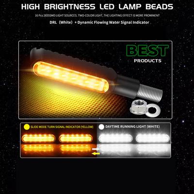 2 Motorrad Front Dynamische Blinker Tagfahrlicht M812V mit doppelter Farbe Weiß + Gelb