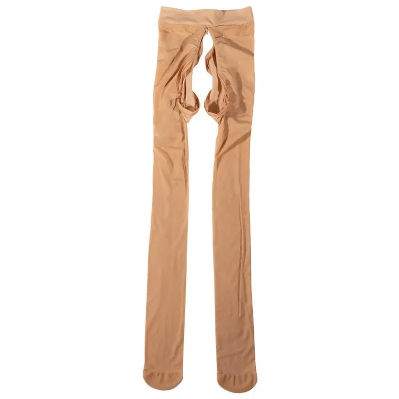 Sexy 8D Oil Shinny Zipper Crotch Pantyhose Stockings Tights Women Party Dance Yoga Sports Ootd Fashion Skinny Legging Pants