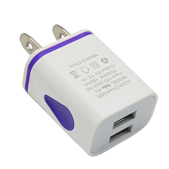 Dual USB Ports 5V 2.1A US/EU LED Light Plug Wall Home Travel Charger