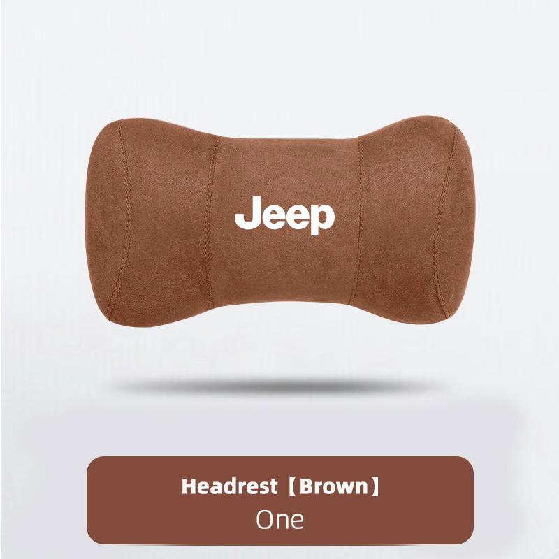 Car Suede Headrest Auto Logo Seat Neck Pillow Head Support For Jeep Grand Cherokee Wrangler JK Gladiator Compass Renegade Recon