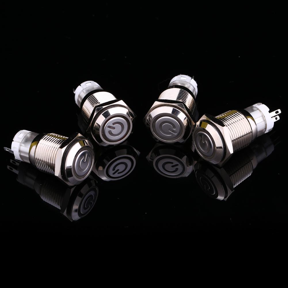 1 piece 16mm 1NO 1NC Connection 12V Metal LED Toggle Switch Latching Push Button