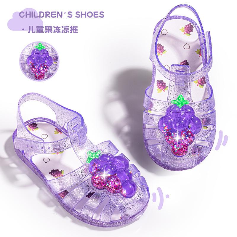 Girls' Roman Hollowed-out Princess Sandals For Summer Children's Jelly Shoes With Anti-Slip Head Cover Beach Shoes