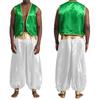 Halloween Arabisk Prins Kostyme - Skinnende Gull Vest & Lappeteppe Bukser for Menns Cosplay (Størrelser S-4XL)