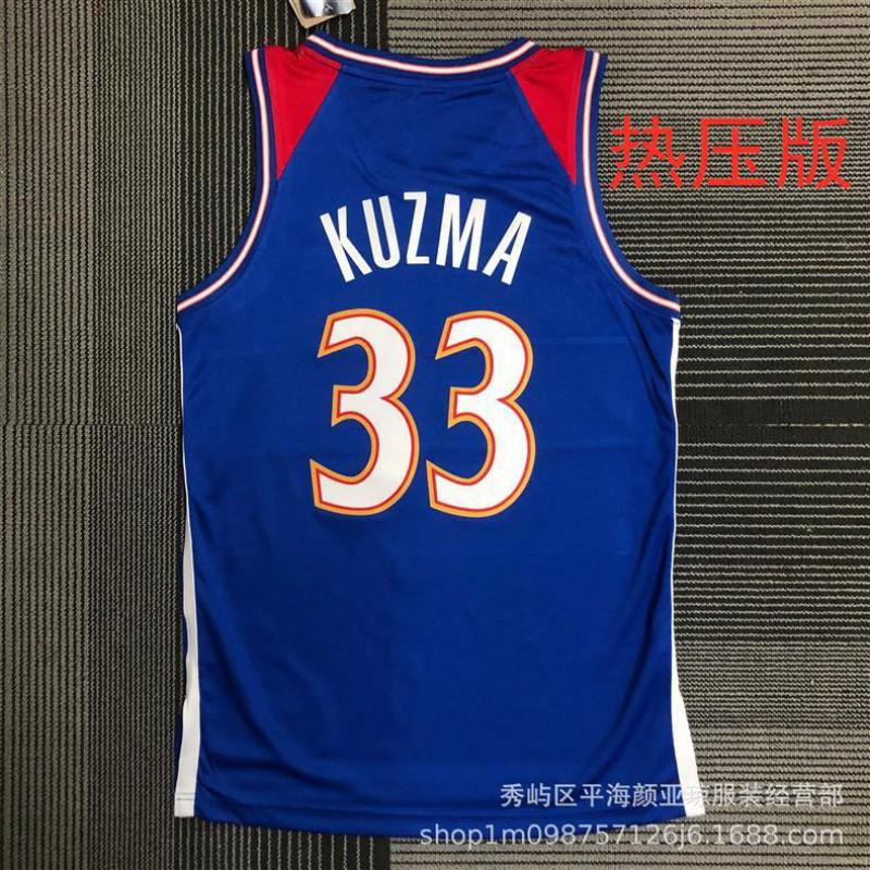 Mens Washington Wizards 33 Kyle Kuzma Basketball Jersey - Heat Pressed Performance Sportswear Practice Game Wear