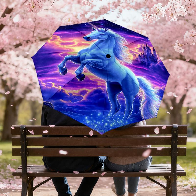 1pc Unicorn Fantasy Pattern Umbrella Design Automatic Opening and Closing Umbrella, High-quality Travel Umbrella,  c1128097
