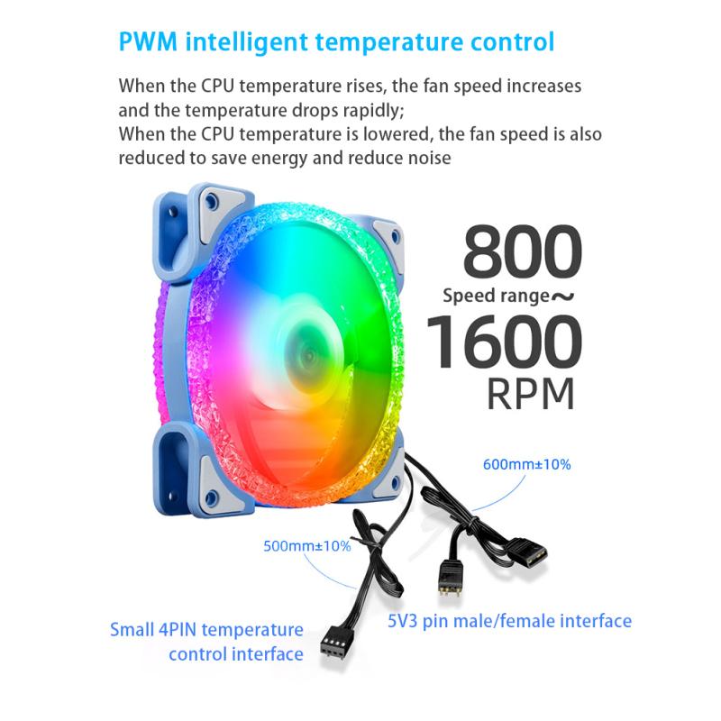 Argb Cpu Cooler Fan Colorful Radiator 12cm Pwm Temperature Control Synchronous Cooling Fan For