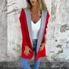 Fashionable Solid Color Long Sleeved Pocket Casual Sweater Cardigan Hooded Jacket